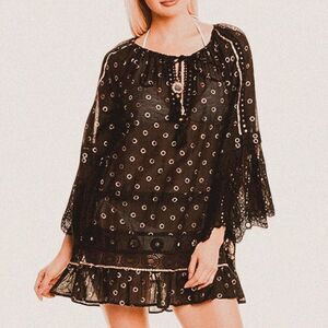 Ramy Brook Silk cotton Nico Mini Cover-Up Dress XS/S ✨ Eyelet Lace Mirror circle
